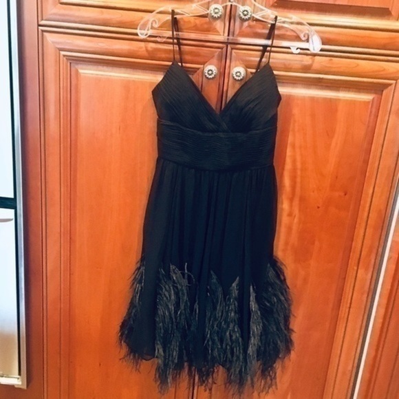 ✨✨BCBGMAXAZRIA Black Feather Occasion Dress✨ Size 0 ✨ - Picture 6 of 7